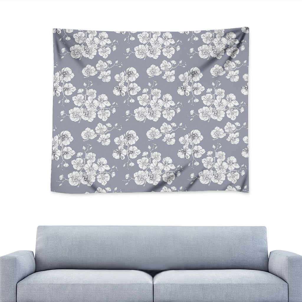 Drawing Orchid Pattern Print Tapestry