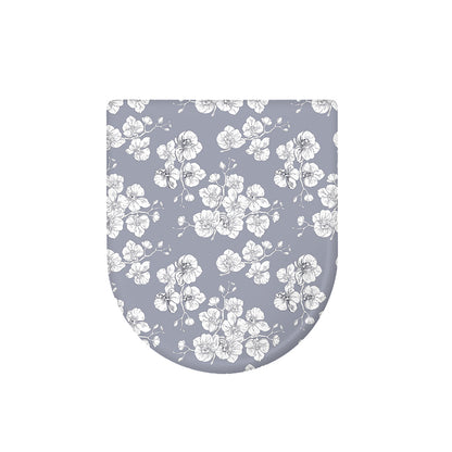 Drawing Orchid Pattern Print Toilet Lid Cover
