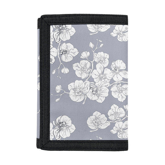 Drawing Orchid Pattern Print Trifold Wallet