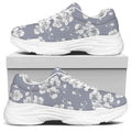 Drawing Orchid Pattern Print White Chunky Shoes