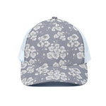 Drawing Orchid Pattern Print White Mesh Trucker Cap