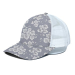 Drawing Orchid Pattern Print White Mesh Trucker Cap