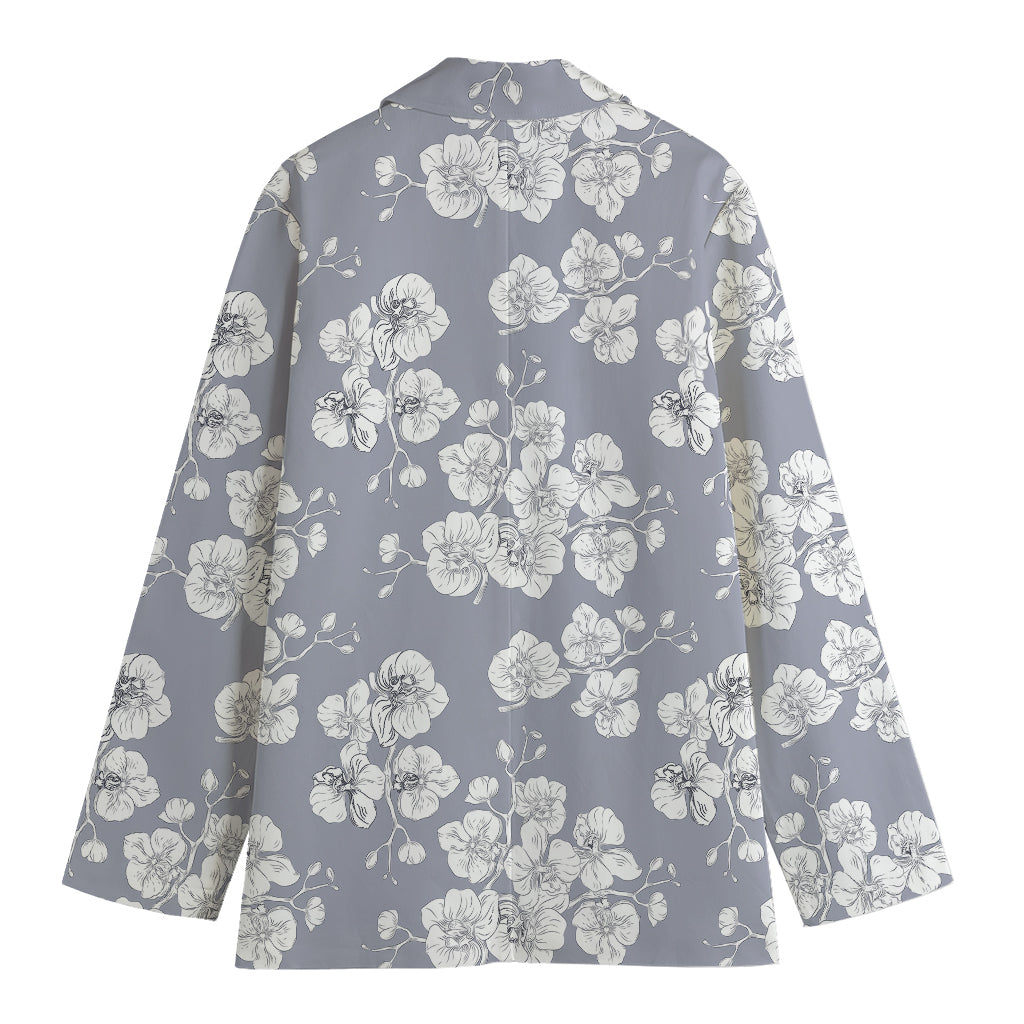 Drawing Orchid Pattern Print Women's Blazer
