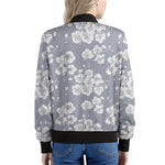 Drawing Orchid Pattern Print Women's Bomber Jacket