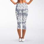 Drawing Orchid Pattern Print Women's Capri Leggings