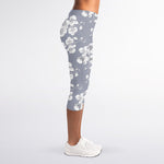 Drawing Orchid Pattern Print Women's Capri Leggings