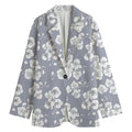Drawing Orchid Pattern Print Women's Cotton Blazer