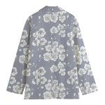 Drawing Orchid Pattern Print Women's Cotton Blazer