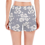 Drawing Orchid Pattern Print Women's Split Running Shorts