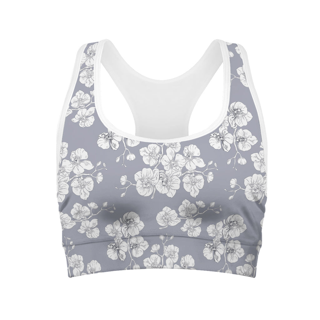 Drawing Orchid Pattern Print Women's Sports Bra