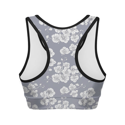 Drawing Orchid Pattern Print Women's Sports Bra