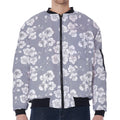 Drawing Orchid Pattern Print Zip Sleeve Bomber Jacket