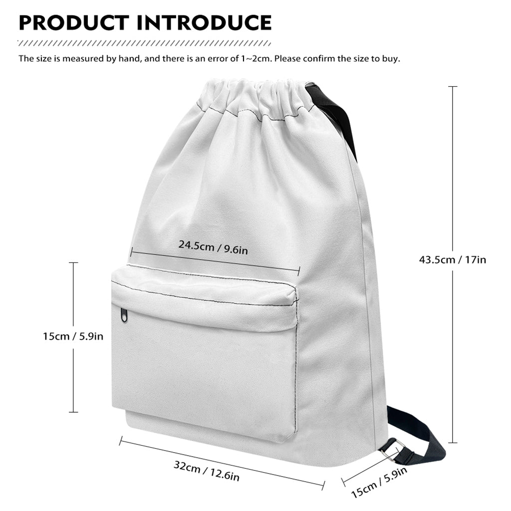 White Eggplant Drawing Print Drawstring Backpack