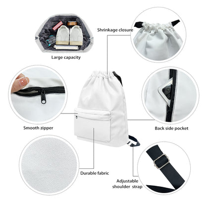 Christmas Snowy Flamingo Pattern Print Drawstring Backpack