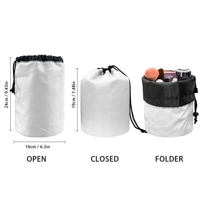 Red And White Nurse Pattern Print Drawstring Makeup Bag