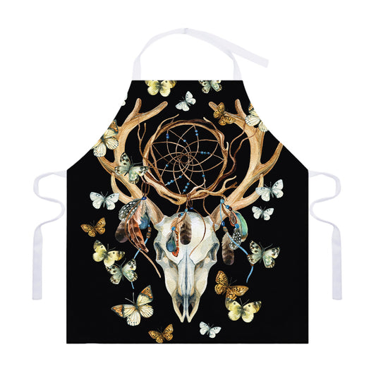 Dreamcatcher Deer Skull Print Adjustable Apron