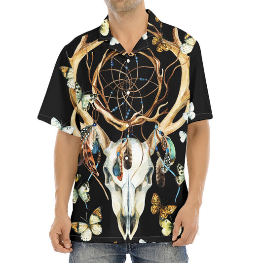 Dreamcatcher Deer Skull Print Aloha Shirt