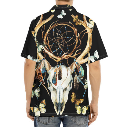 Dreamcatcher Deer Skull Print Aloha Shirt