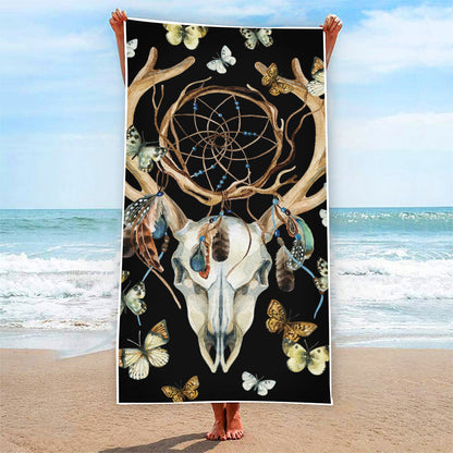 Dreamcatcher Deer Skull Print Beach Towel
