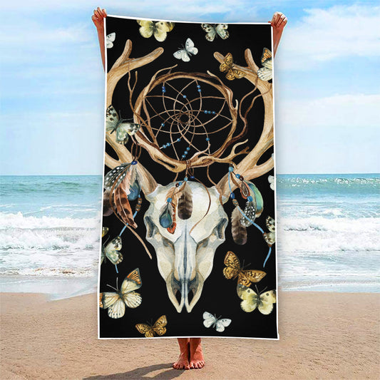 Dreamcatcher Deer Skull Print Beach Towel