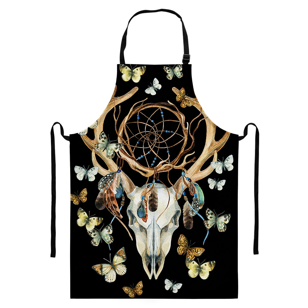 Dreamcatcher Deer Skull Print Bib Apron With Pocket