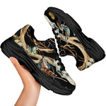 Dreamcatcher Deer Skull Print Black Chunky Shoes