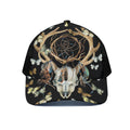 Dreamcatcher Deer Skull Print Black Mesh Trucker Hat