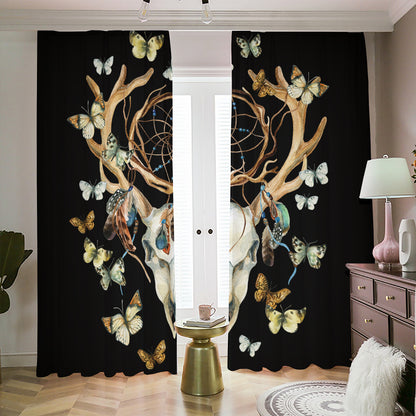 Dreamcatcher Deer Skull Print Blackout Pencil Pleat Curtains