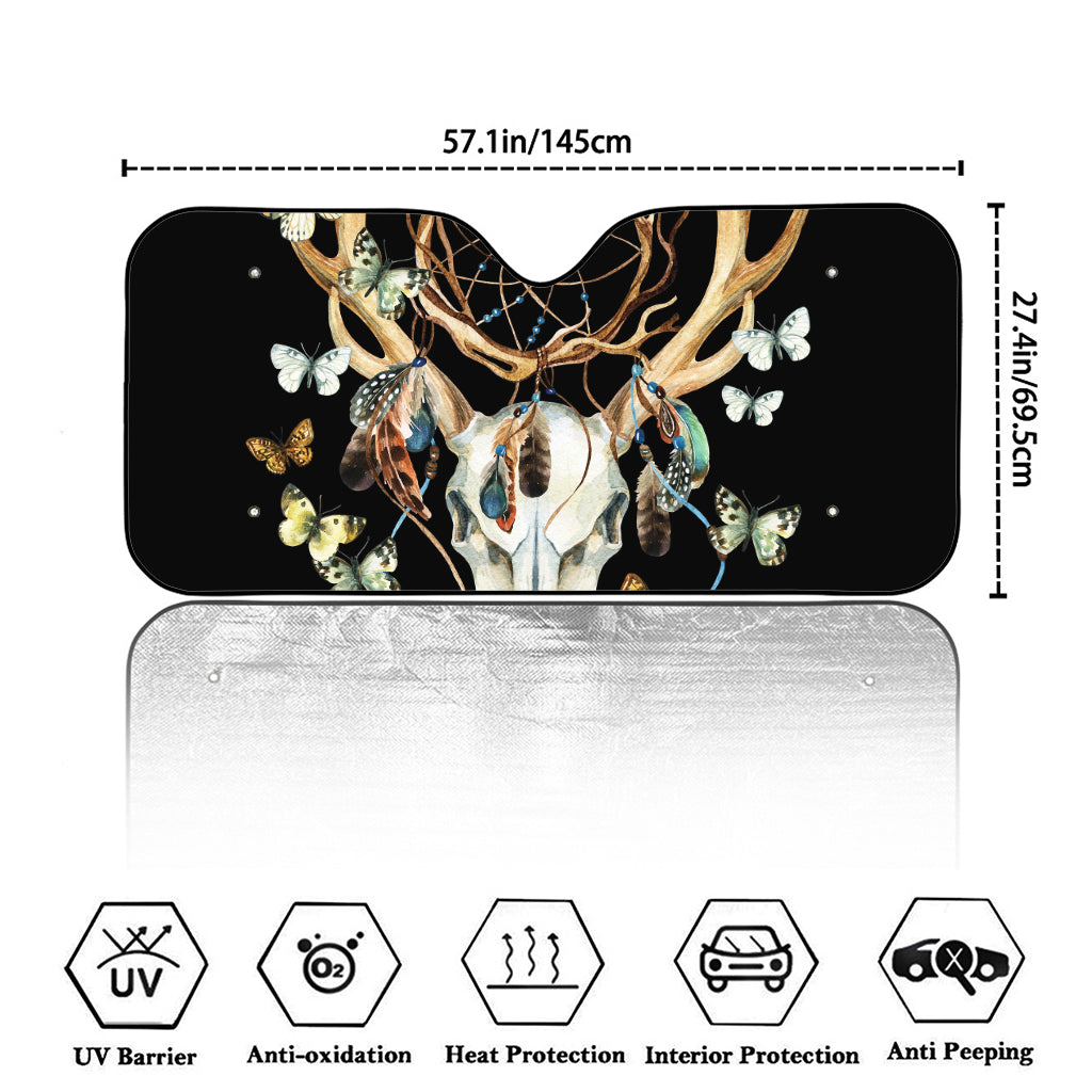 Dreamcatcher Deer Skull Print Car Windshield Sun Shade