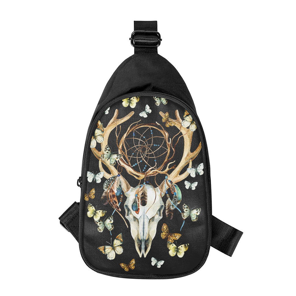 Dreamcatcher Deer Skull Print Chest Bag