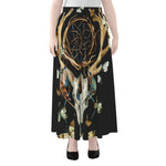 Dreamcatcher Deer Skull Print Chiffon Maxi Skirt