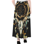 Dreamcatcher Deer Skull Print Chiffon Maxi Skirt