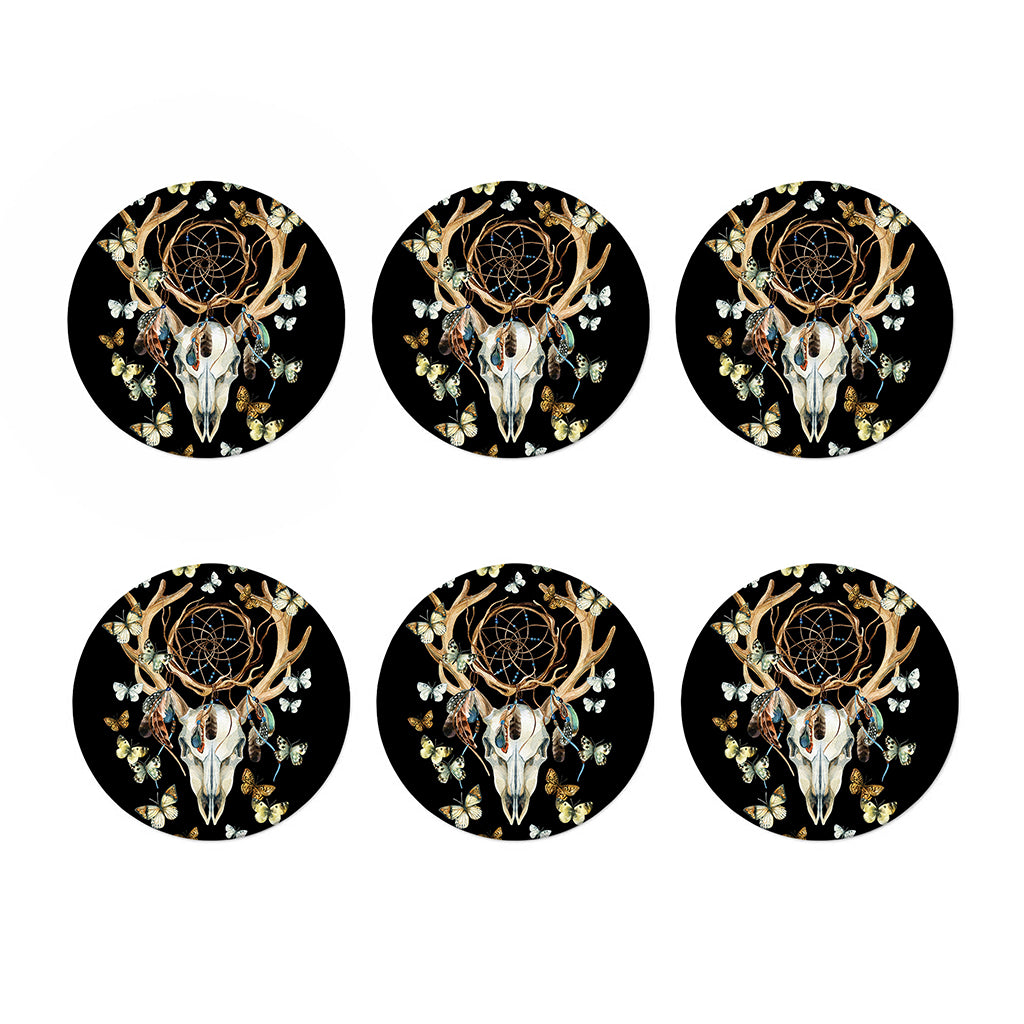 Dreamcatcher Deer Skull Print Coaster Set