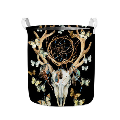 Dreamcatcher Deer Skull Print Collapsible Laundry Basket