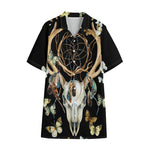 Dreamcatcher Deer Skull Print Cotton Hawaiian Shirt