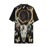 Dreamcatcher Deer Skull Print Cotton Hawaiian Shirt