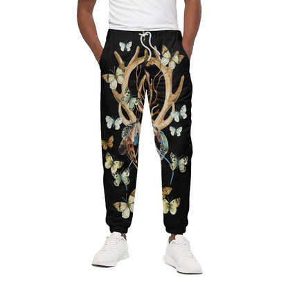 Dreamcatcher Deer Skull Print Cotton Pants