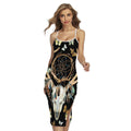 Dreamcatcher Deer Skull Print Cross Back Cami Dress