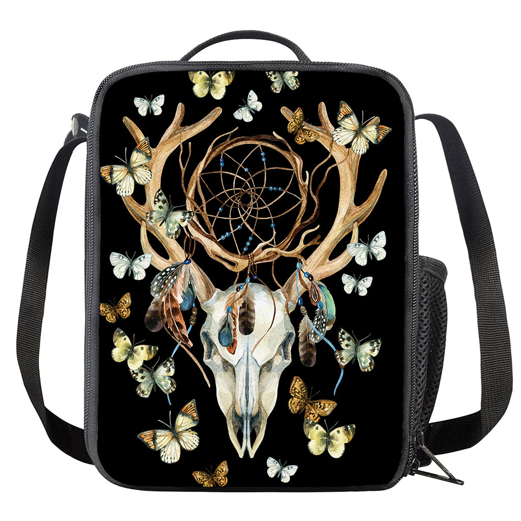 Dreamcatcher Deer Skull Print Crossbody Lunch Bag