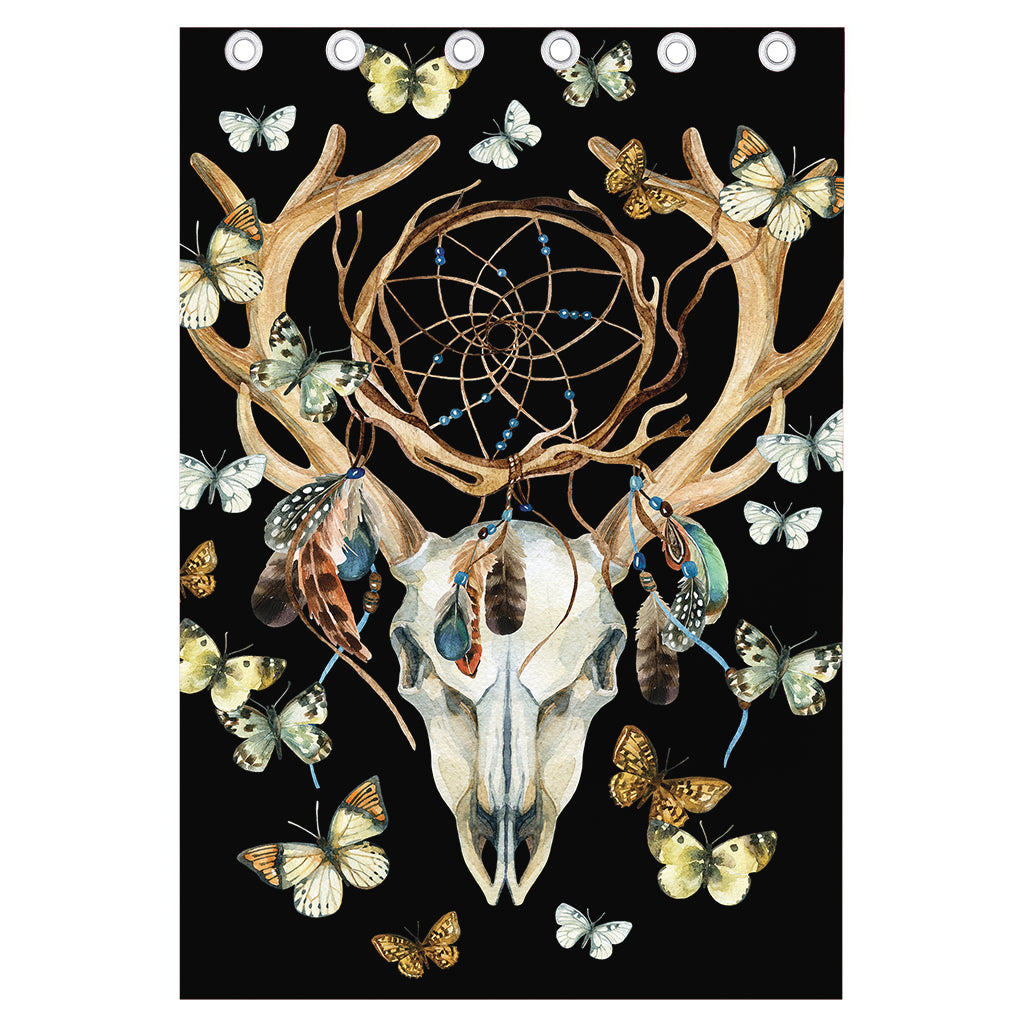 Dreamcatcher Deer Skull Print Curtain