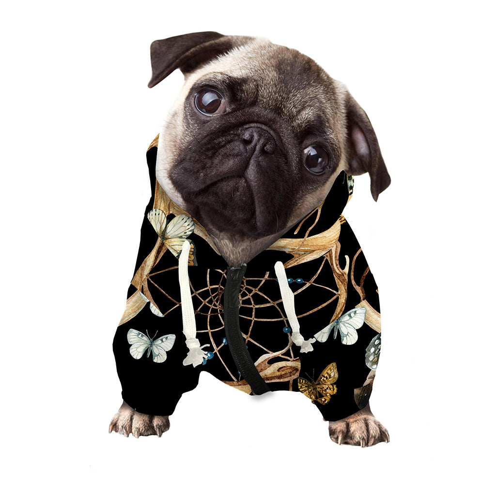 Dreamcatcher Deer Skull Print Dog Zip Up Hoodie