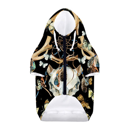 Dreamcatcher Deer Skull Print Dog Zip Up Hoodie