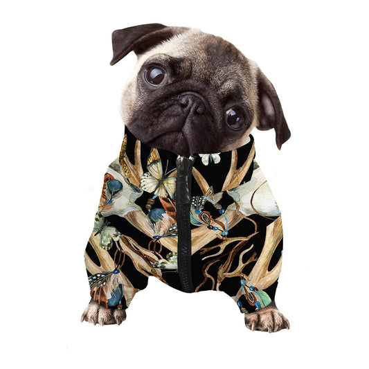 Dreamcatcher Deer Skull Print Dog Zip Up Jacket