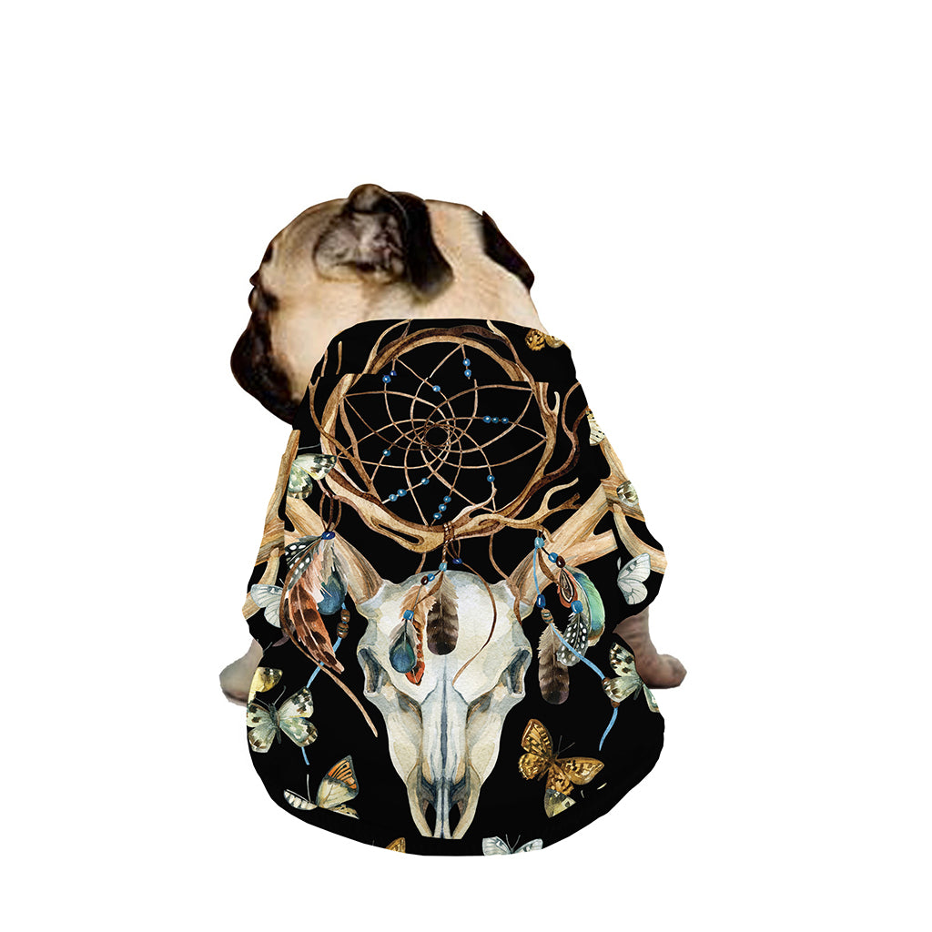 Dreamcatcher Deer Skull Print Dog Zip Up Jacket