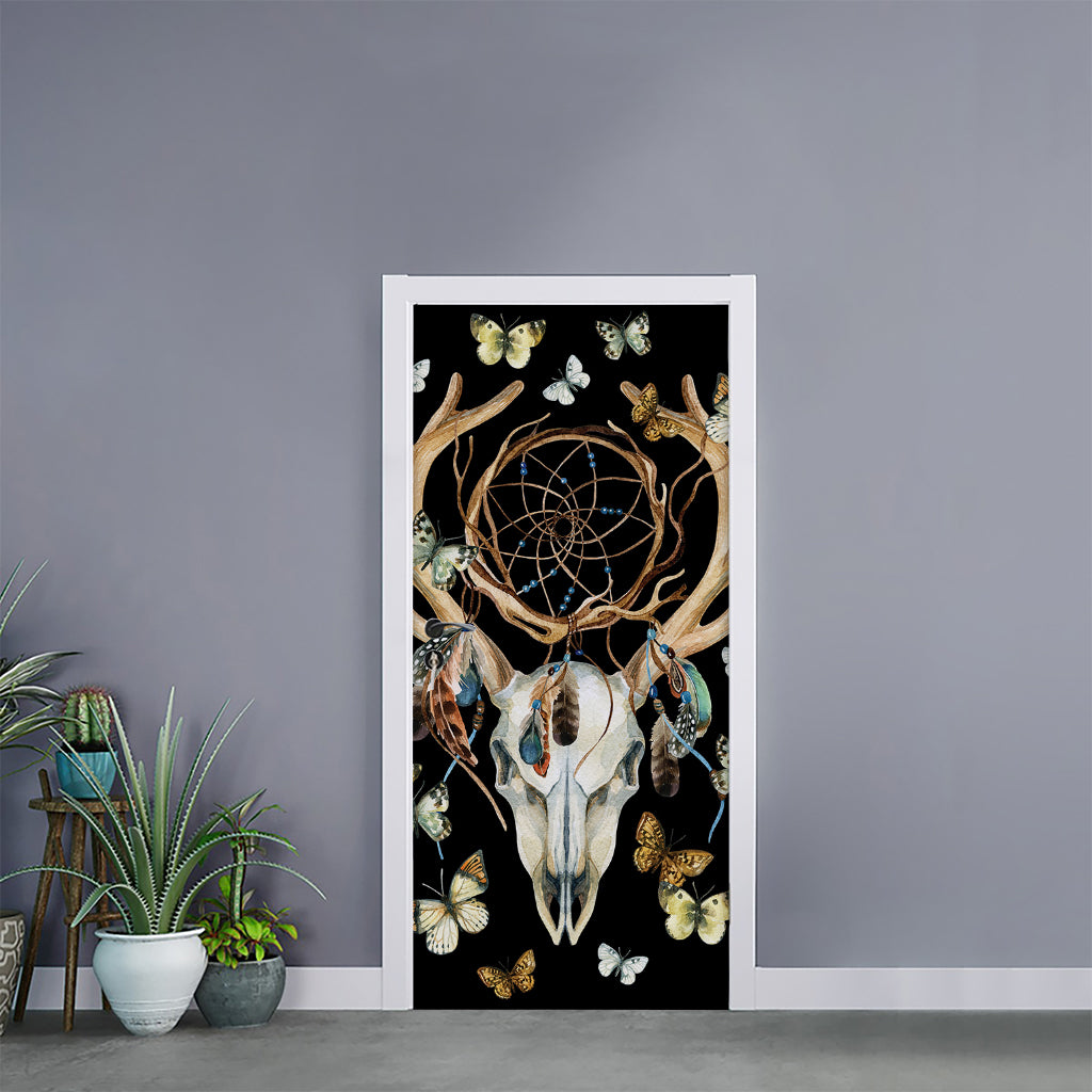 Dreamcatcher Deer Skull Print Door Sticker