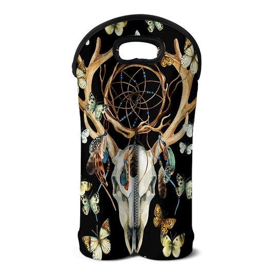 Dreamcatcher Deer Skull Print Double Neoprene Wine Tote