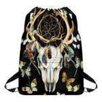 Dreamcatcher Deer Skull Print Drawstring Backpack