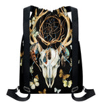 Dreamcatcher Deer Skull Print Drawstring Backpack