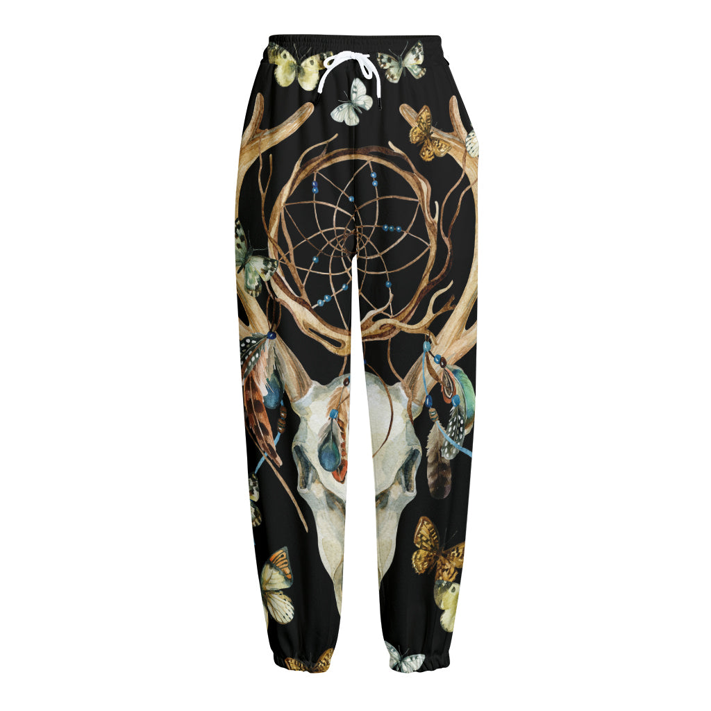 Dreamcatcher Deer Skull Print Fleece Lined Knit Pants