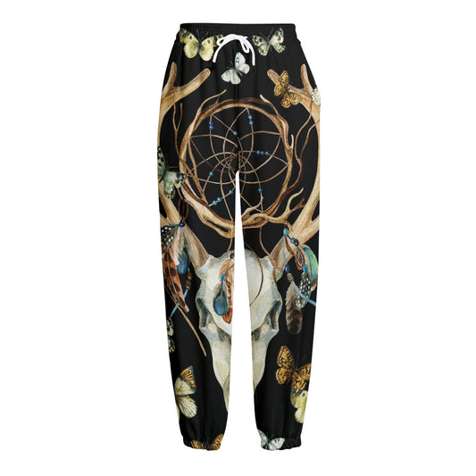 Dreamcatcher Deer Skull Print Fleece Lined Knit Pants